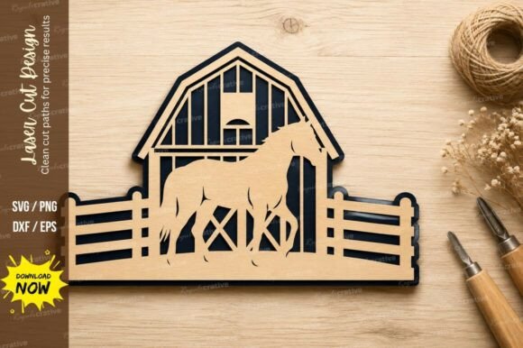 Barn Horse Farm Laser Cut SVG Design: A Premium Choice for Precision Craft Projects