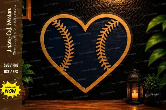 Baseball Heart Laser Cut SVG Design – A Versatile Tool for Creative Projects