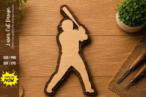 Baseball Player SVG Sports Laser Cut: A Premium Design File Set for Precision Craftsmanship