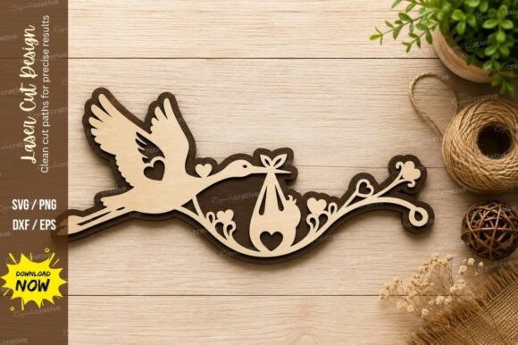 Bird Nest Branch Laser Cut SVG Design for Creative Projects