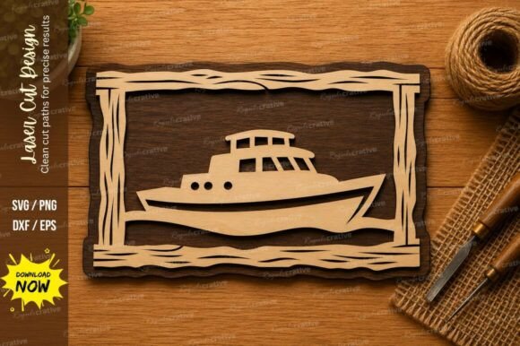 Boat Frame SVG Nautical Laser Cut Sign – A Premium Design for Creative and Professional Projects