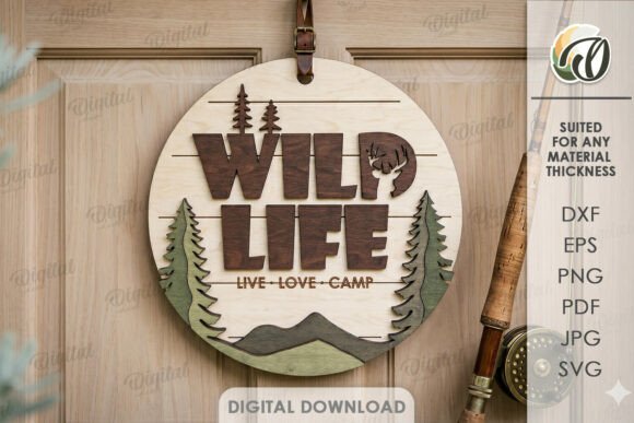 Camping Round Sign Laser Cut – A Creative Digital Design for Home and Office Projects