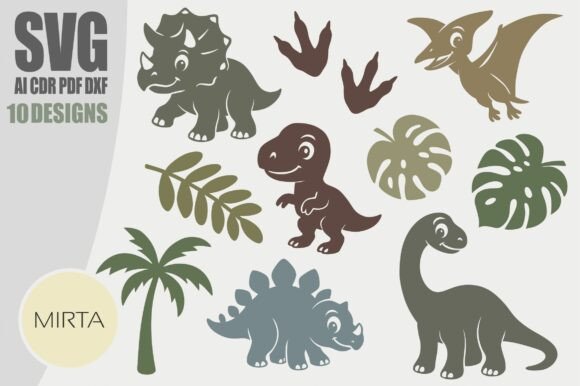 Cute Baby Dinosaur SVG Bundle Laser Svg: A Playful Addition to Kids' Room Decor and Creative Projects