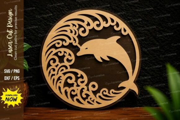Dolphin Wave Circle Laser Cut SVG Design: A Versatile Tool for Creative Projects