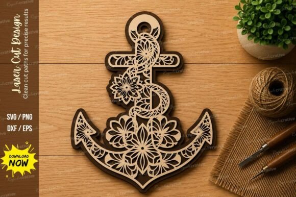 Floral Anchor Laser Cut SVG Design: A Premium Choice for Creative Projects