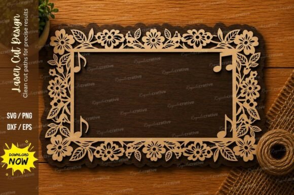 Floral Rectangle Frame SVG Decorative: A Premium Laser Cutting Design File Set for Creative Projects