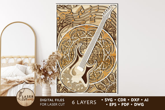 GUITAR Layered Cut Design for Gift