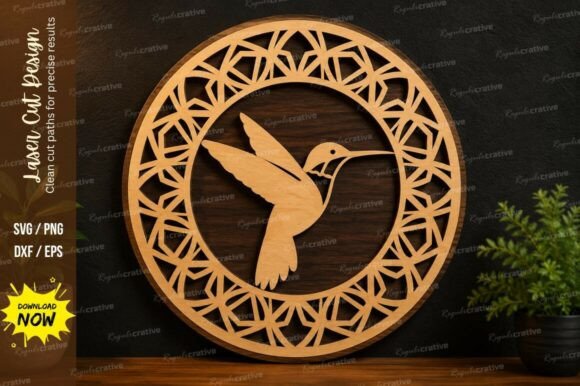 Hummingbird Mandala Circle Laser Cut SVG: A Creative Design for Precision Projects