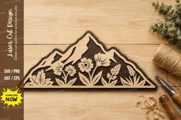 Mountain Floral Landscape Laser Cut SVG: A Versatile Design Asset