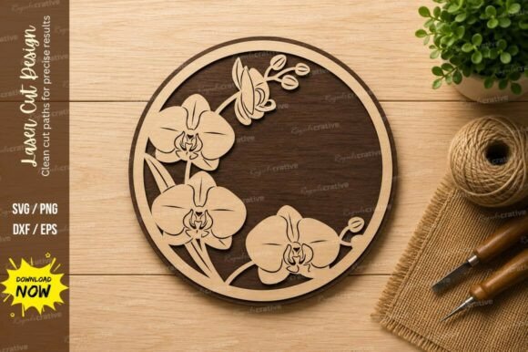 Orchid Floral Circle Laser Cut SVG Design: A Versatile Tool for Creative Projects