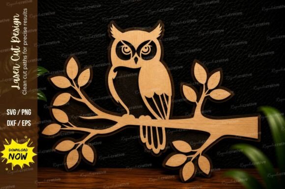 Owl Branch Laser Cut SVG Design – A Creative Tool for Precision Projects