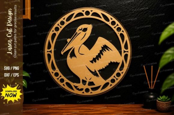 Pelican Bird Circle Laser Cut SVG Design: A Premium Tool for Modern Craftsmanship
