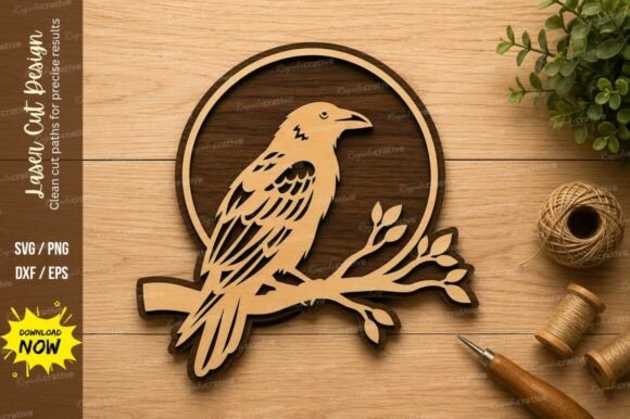 Perched Bird Branch Laser Cut SVG Design: A Versatile Option for Creative Projects