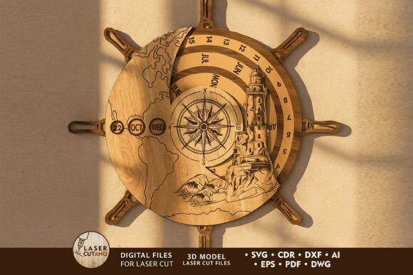 Perpetual Calendar - Ship Wheel: A Nautical Timepiece for Practicality and Style