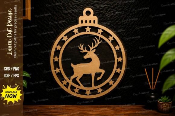 Reindeer Ornament Laser Cut SVG Design for Creative Projects
