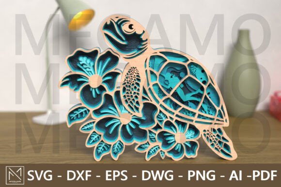 Sea Turtle Layered Design for Modern Creative Projects