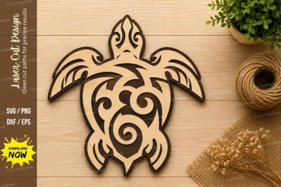 Tribal Turtle Mandala Laser Cut SVG: A Premium Design for Precision Projects